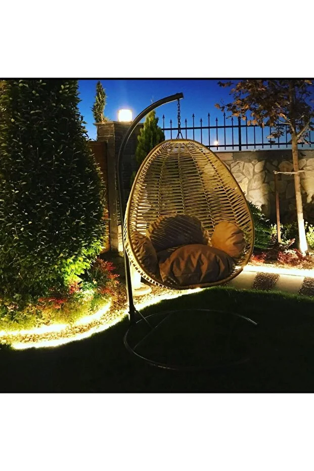 Alaçatı Model Salıncak Tek Kişilik Makrome Ip Örgü Bahçe Balkon Ev Salıncağı